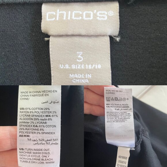 Chico's Black Button-Up Stretch Denim Jacket Long Sleeves Sz 3 US 16/18 Pockets - Picture 3 of 7